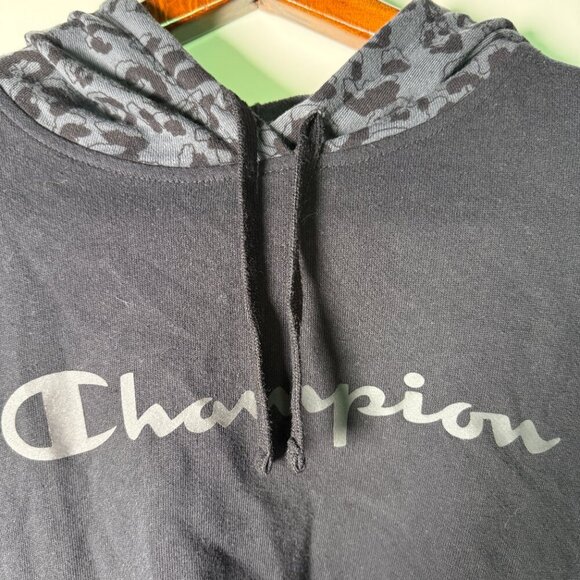 Champion Ladies’ Leopard Print Hoodie (black/gray) Sz XL - Picture 4 of 8